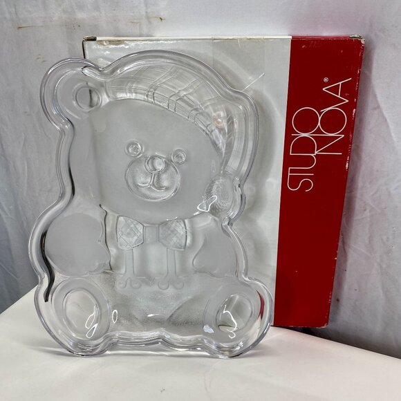 Studio Nova Clear Crystal Teddy Bear Serving Tray Elegant Christmas Party - Picture 2 of 4